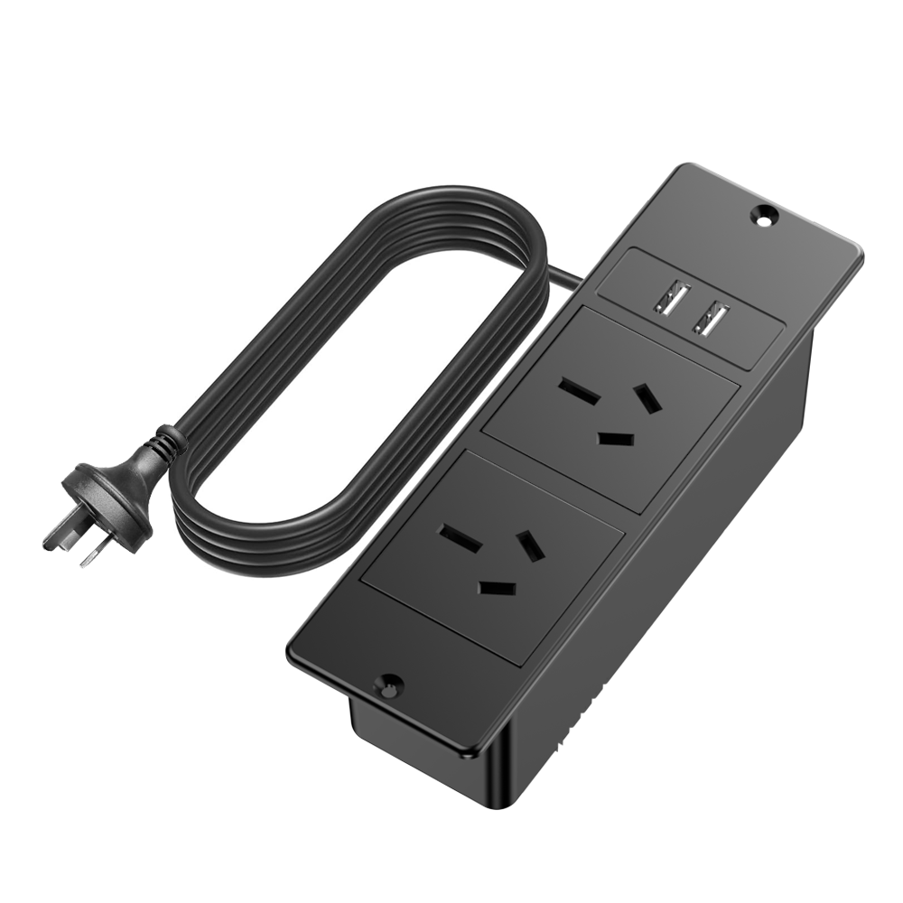 Office Furniture Outlet - Au 1500W埋め込み式電源タップ USBサージプロテクター付き 隠しデスクコード オフィス/家庭用家具/会議テーブル用 ブラック