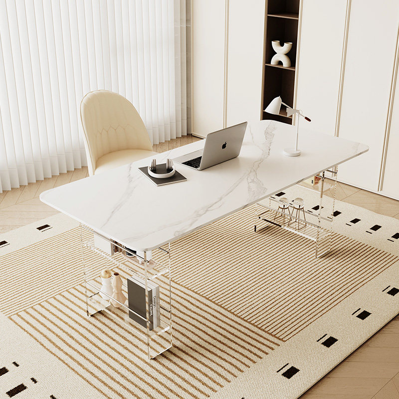 Office Furniture Desk - 北欧の高級焼結石デスクモダンデザインバルコニーフローティングアクリルオフィスデスク寝室家具 Zwevend Bureau FYFD