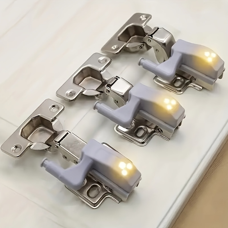 Office Furniture Outlet - 10個パック 簡単設置ヒンジライト、自動開閉キャビネットドアLEDライト、マットプラスチック、半埋め込み設置、ボタン制御、非充電式、家庭およびオフィス照明、キャビネット下照明に最適 | マットライト