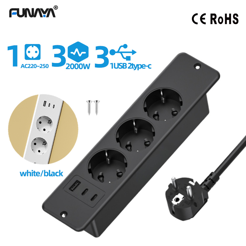Office Furniture Outlet - FUNAYA内蔵コンセント EU/KR規格 USB Type-C内蔵 隠しデスクトップ電源コンセント オフィス家具用マルチスロット延長コンセント