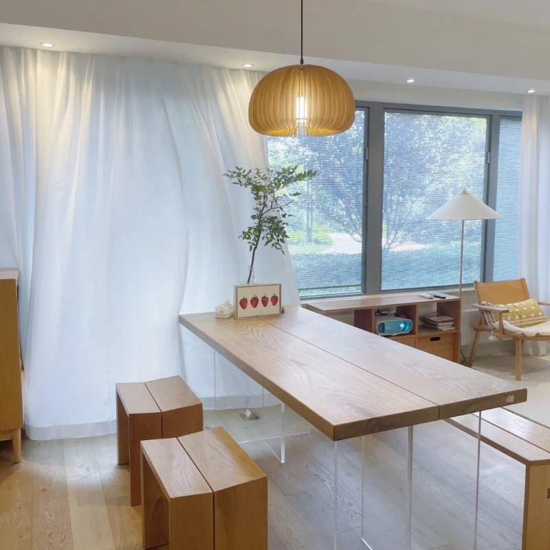 北欧無垢材アクリルフローティングテーブルモダンシンプルスタデ - Office Furniture Desk のレビューと価格