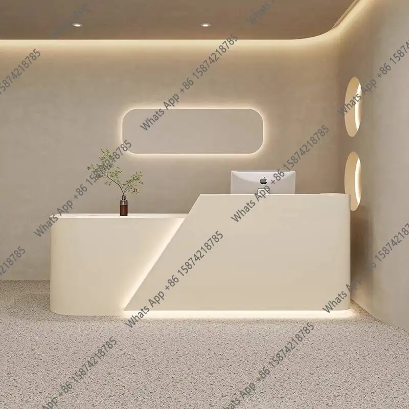 DC MT ホワイトドロワー付き受付デスク 美容サロンロゴ  - Office Furniture Logo のレビューと価格