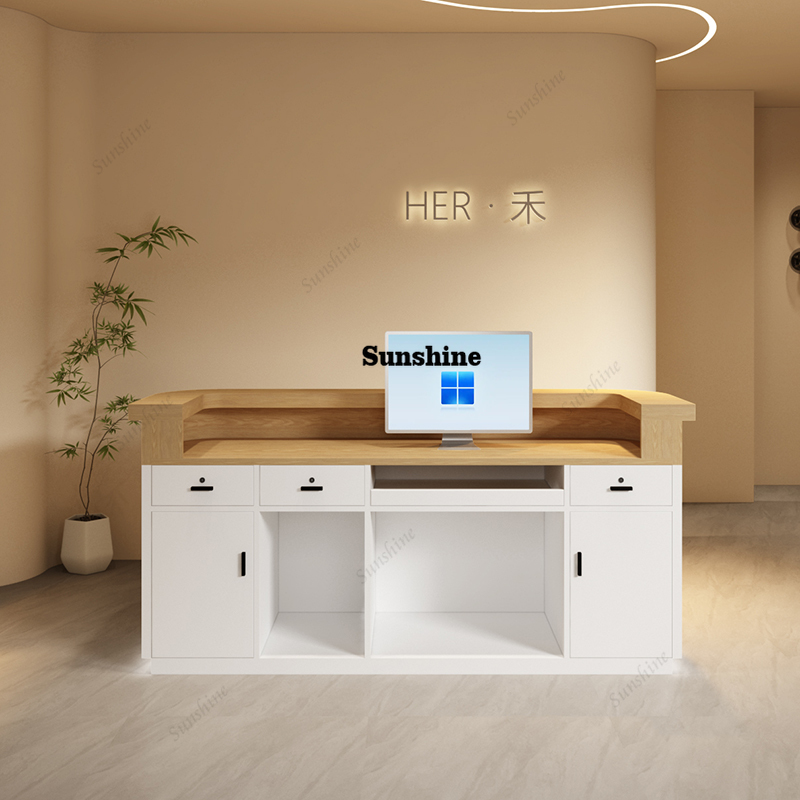 ホテルのロゴ入り美しい受付カウンター、コンピューター付きホワ - Office Furniture Logo のレビューと価格