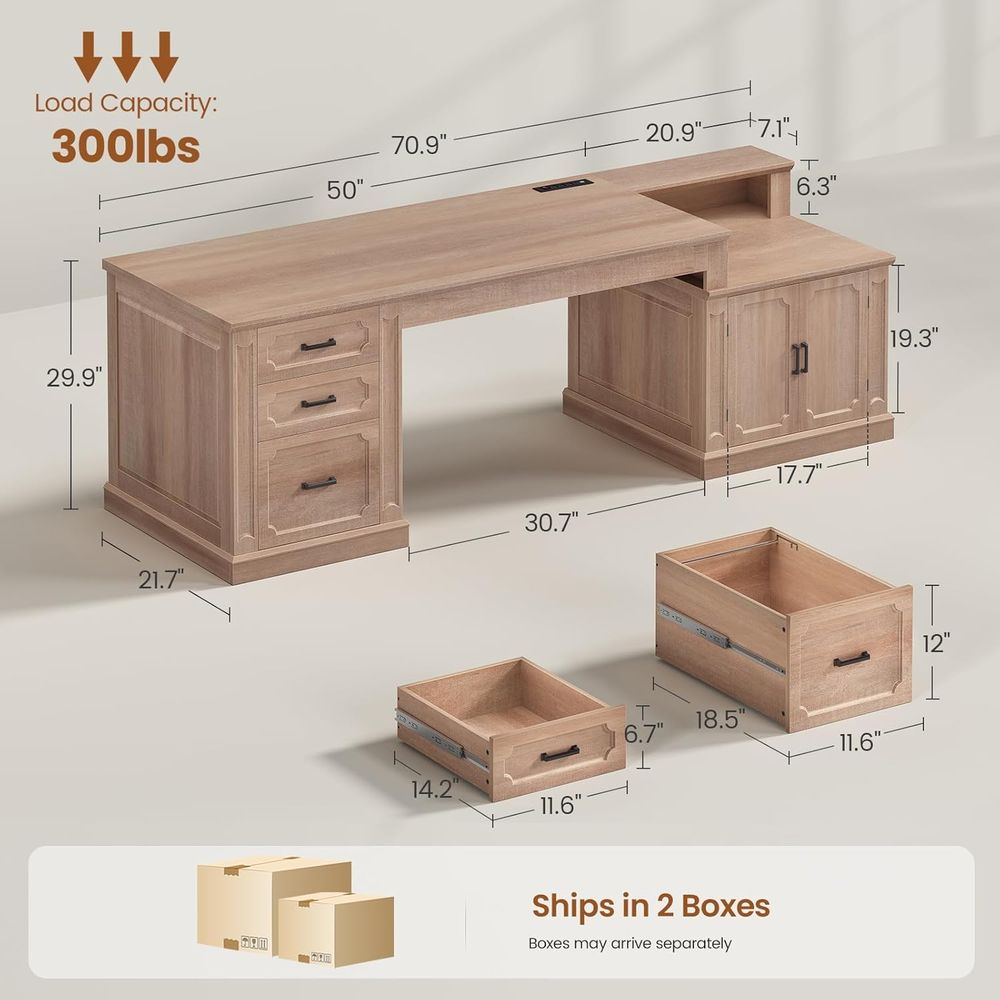 アームハウス 70.9インチ エグゼクティブデスク、家庭用オ - Office Furniture Outlet のレビューと価格