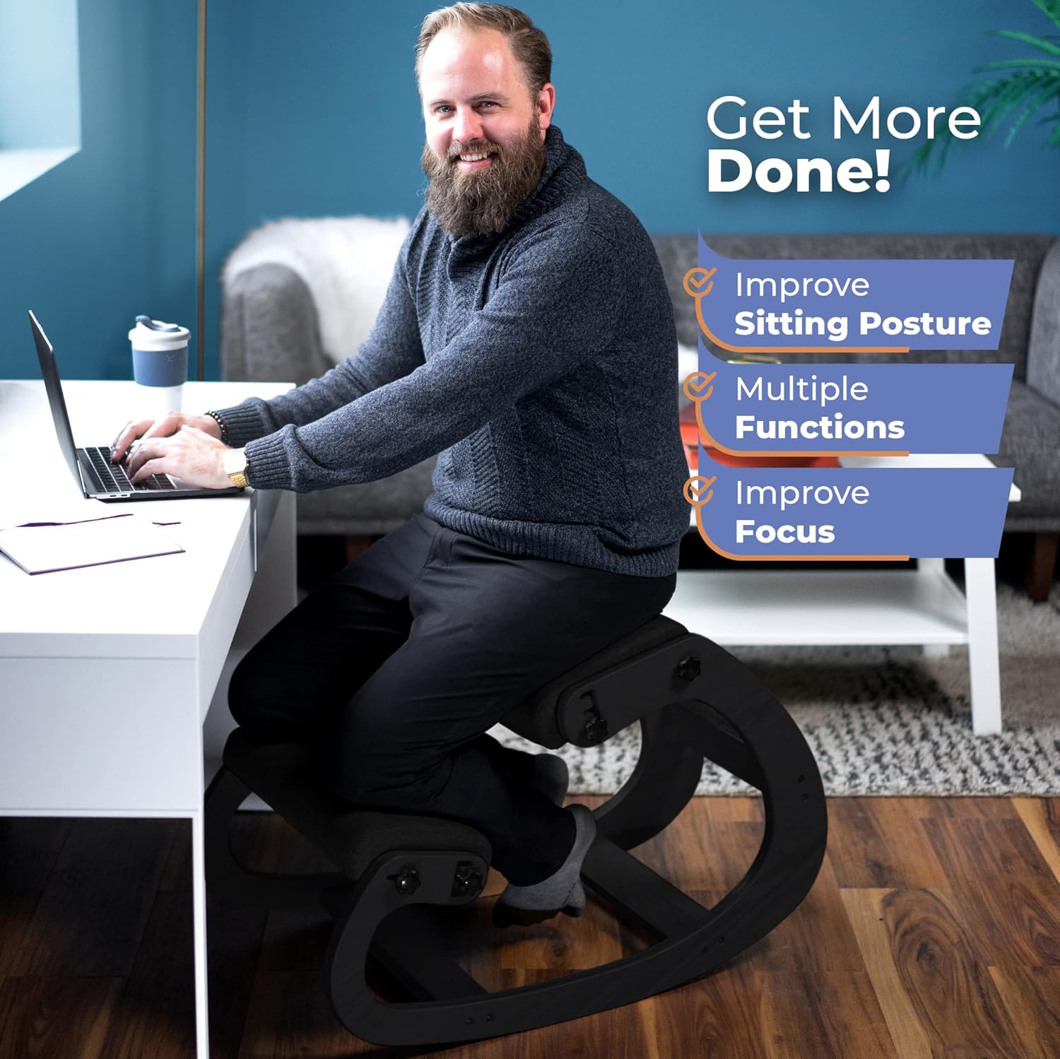 人間工学に基づいた木製ニーリングチェア、調節可能なオフィスス - Office Furniture Desk のレビューと価格