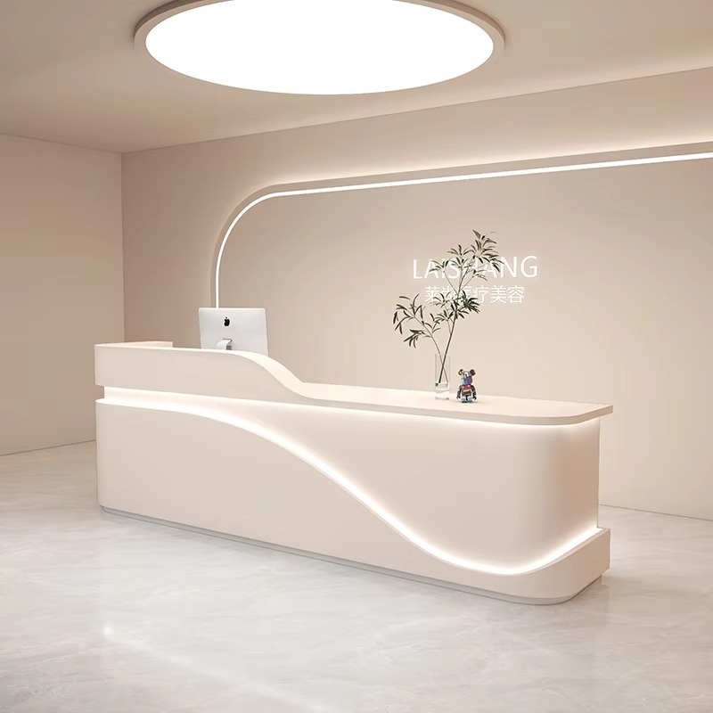 大型ホテルの受付カウンター、美容室の白い受付デスク、モダンな - Office Furniture Logo のレビューと価格