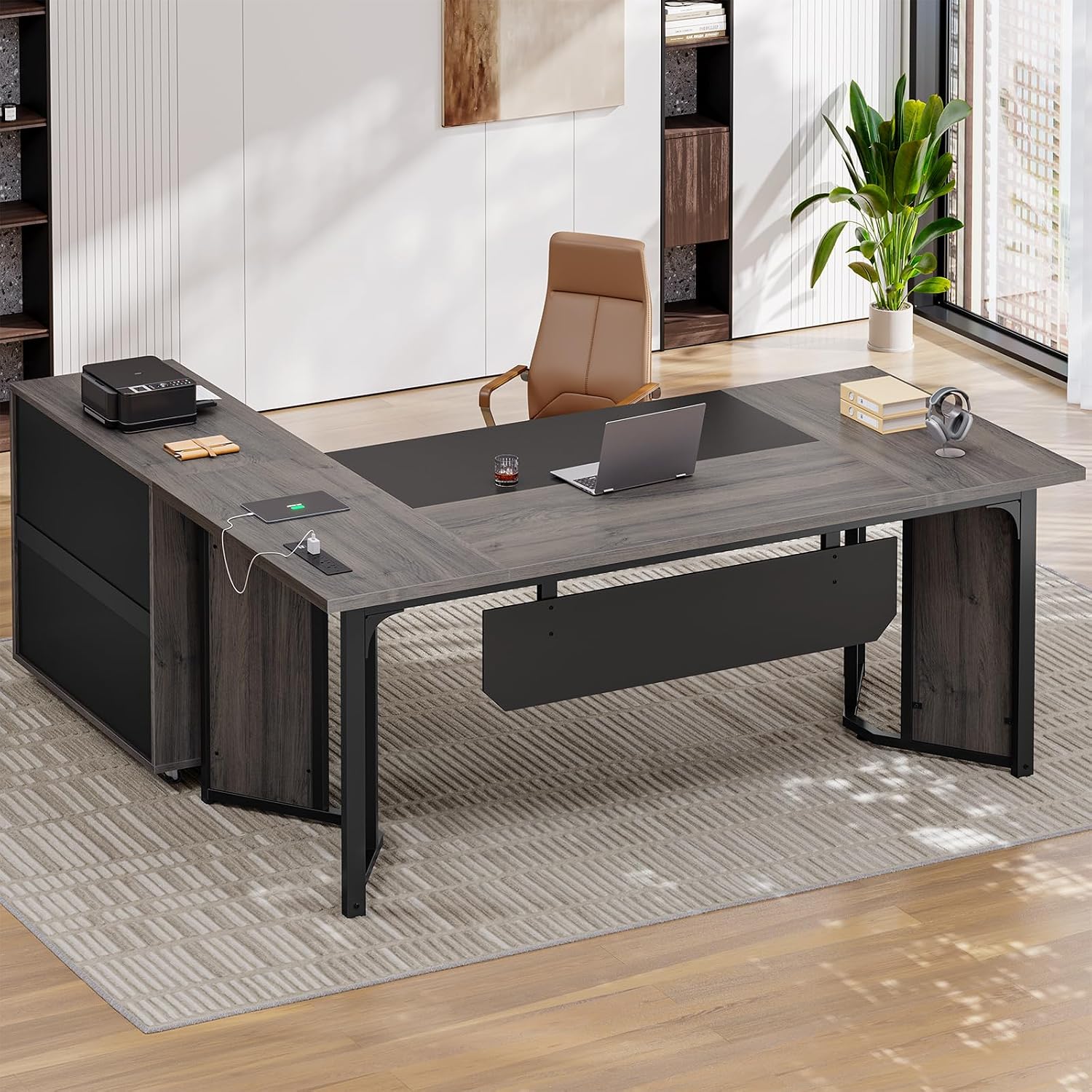 63インチ エグゼクティブデスク（モバイルキャビネット付き） - Office Furniture Outlet のレビューと価格