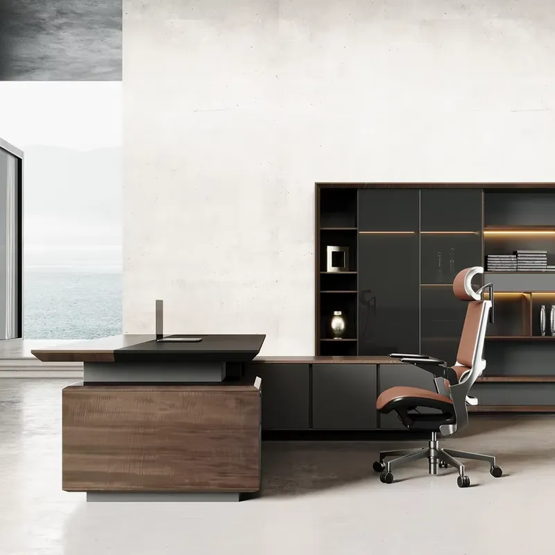 高級エグゼクティブデスク 無垢材オフィス家具 ブラウン CE - Office Furniture Desk のレビューと価格