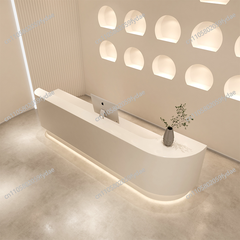 衣料品店受付デスク ロゴ入りLED ベージュ キャッシャーフ - Office Furniture Logo のレビューと価格