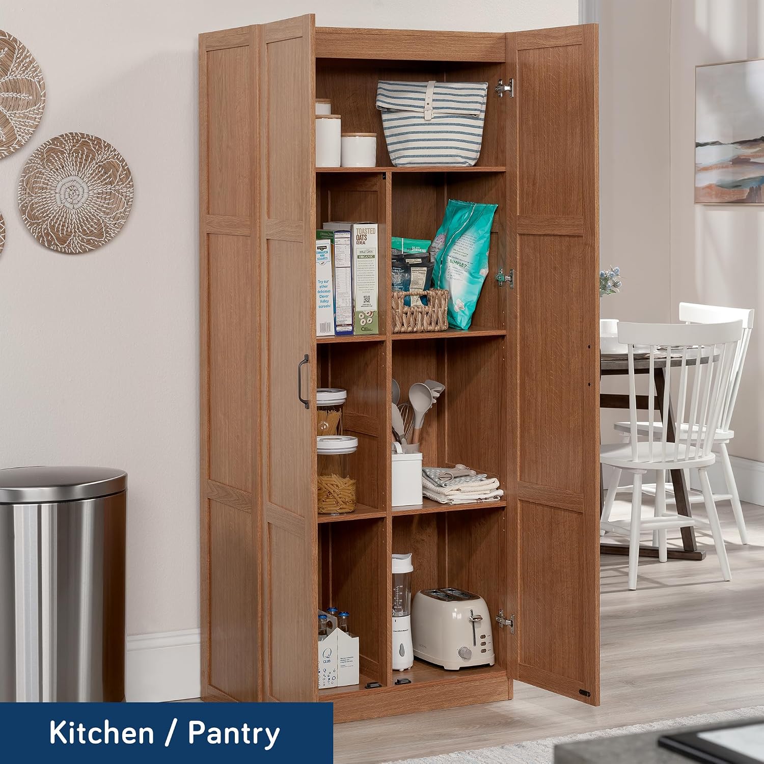 背の高い収納キャビネット、自立型キッチンパントリー収納オーガ - Office Furniture Cabinets のレビューと価格
