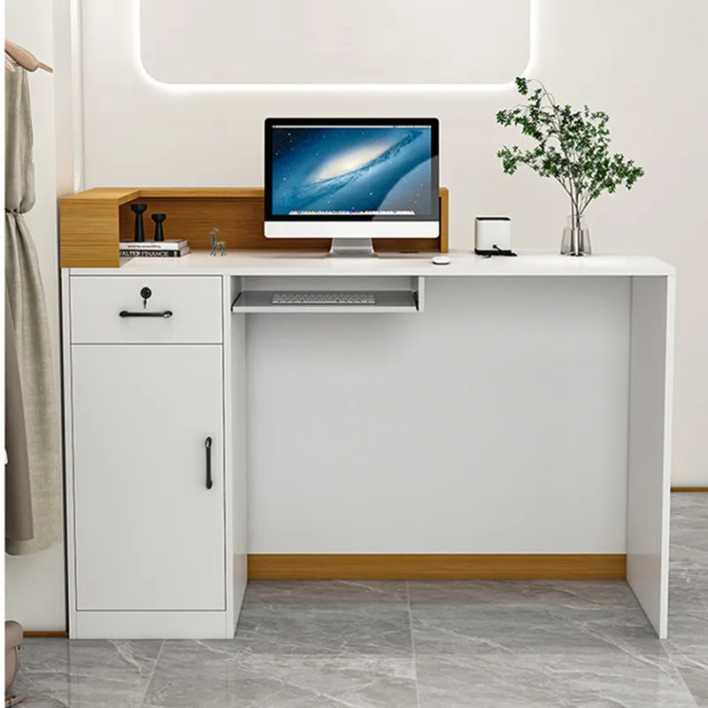 木製ホテル受付デスク モダンオフィスフロントカウンター サイ - Office Furniture Desk のレビューと価格